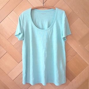 Eileen Fisher Sky Blue Linen Tee Shirt Top Medium